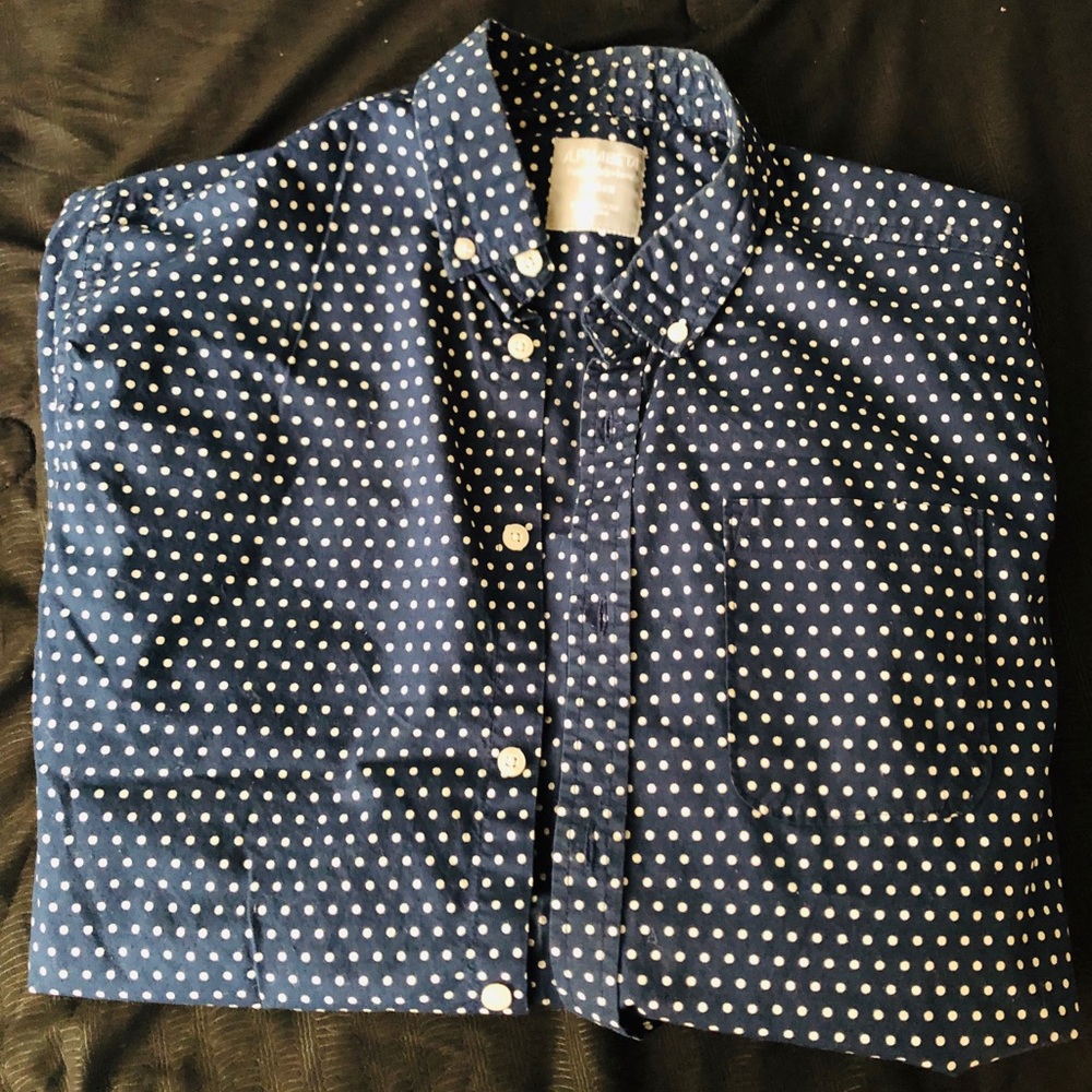 Blue button-down polkadot shirt